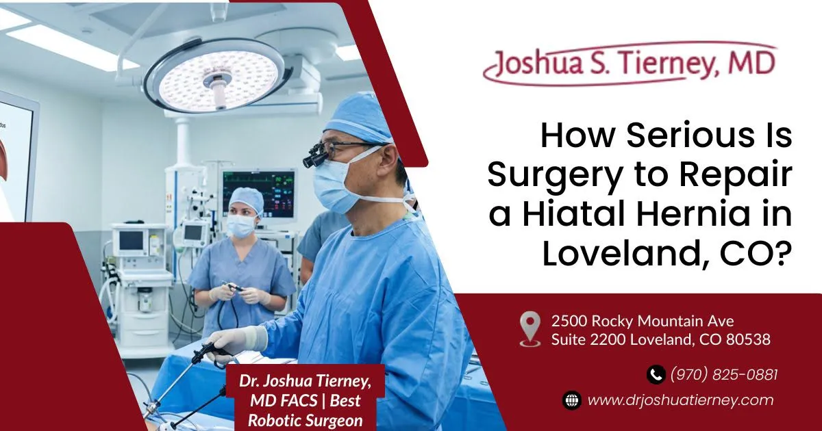 Surgeon performing robotic hiatal hernia surgery