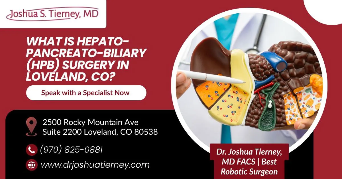 HPB surgery promotional graphic with liver model