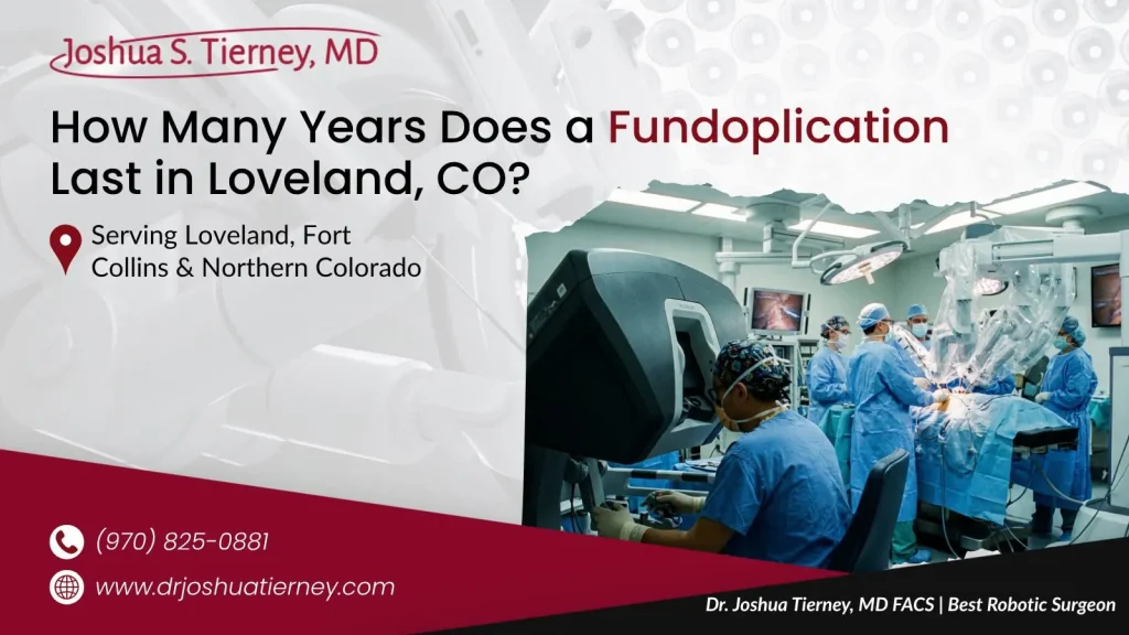 Robotic surgery team beside fundoplication longevity advertisement