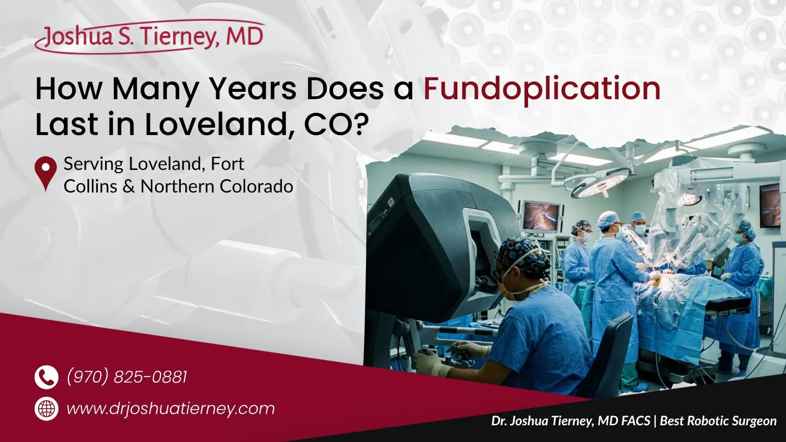 Robotic surgery team beside fundoplication longevity advertisement